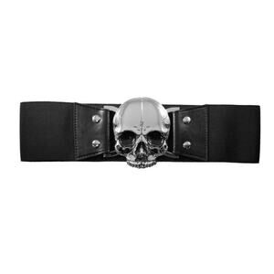 Kreepsville 666 Elastic Waist Belt Skull Black L Large Goth Alternative Emo Punk